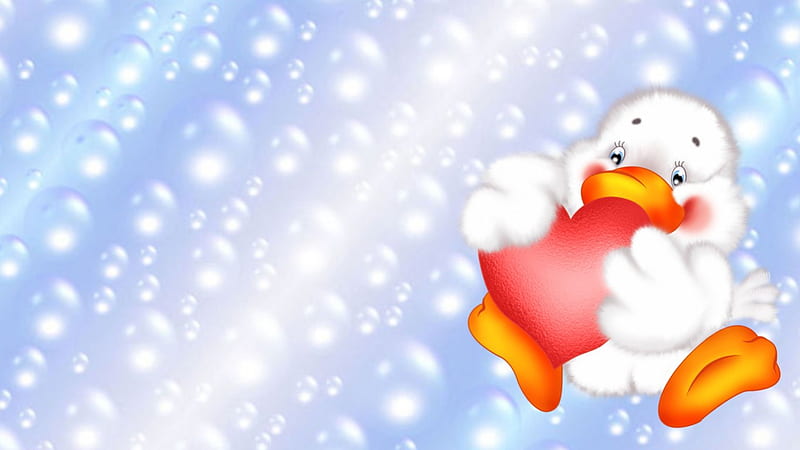 Ducky, ducks, cute, bubbles, cartoon, HD wallpaper