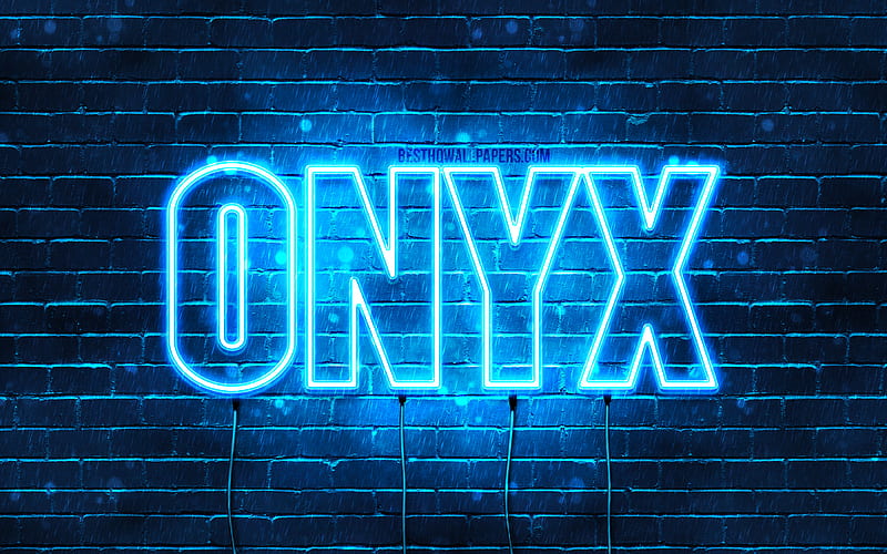 Onyx with names, horizontal text, Onyx name, Happy Birtay Onyx, blue neon lights, with Onyx name, HD wallpaper