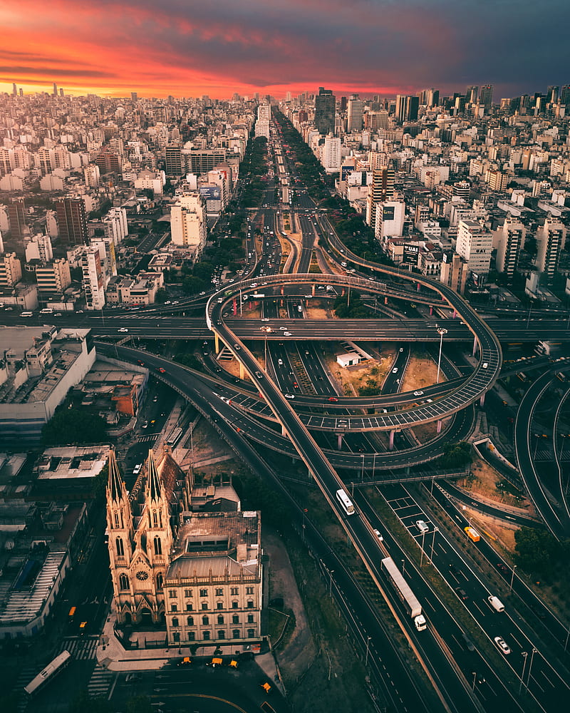 city, buildings, road, architecture, metropolis, HD phone wallpaper