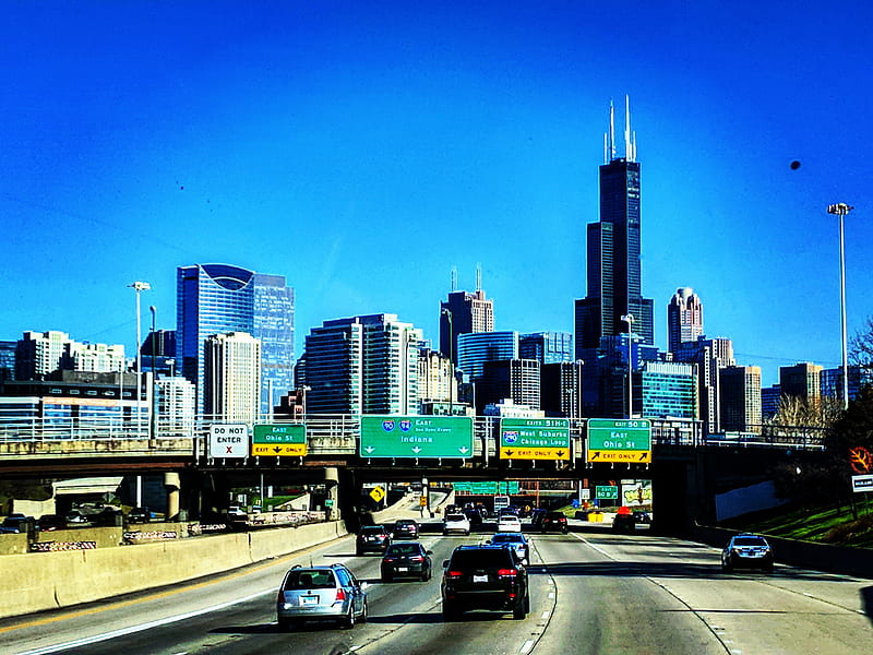 Chicago Skyline, Highway, Road, Sky, Traffic, Truck, Trucking, HD ...