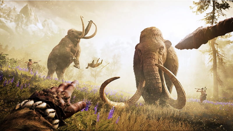 Far Cry Primal Hunting Mammoth Third, HD wallpaper