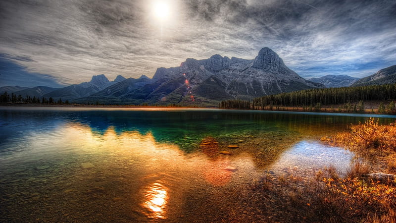 Gray Mountains And Calm Body Of Water Near Mountain During Daytime With Reflection Nature, HD wallpaper