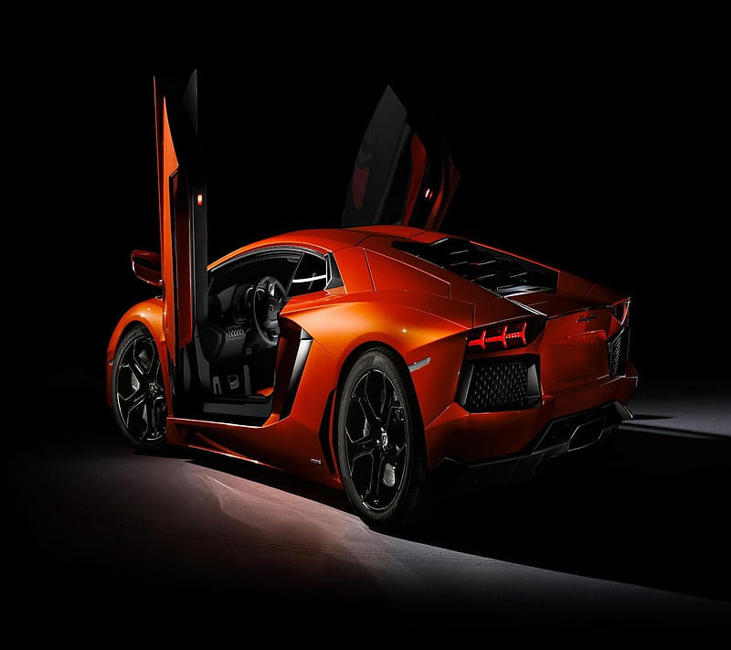 Orange Lamborghini, car, comfort, cool, dark, ease, nice, outdoor, vehicles, HD wallpaper