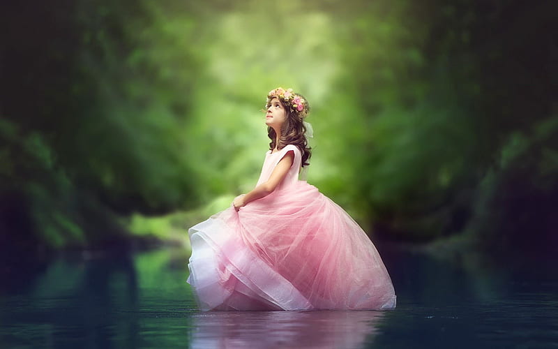 little princess girl in river-High Quality, HD wallpaper