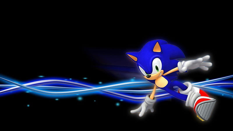 Happy Face Of Sonic The Hedgehog In Black Background Sonic, HD wallpaper