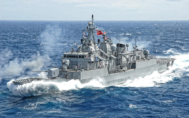 TCG Salihreis, F246, Turkish frigate, Turkish Navy, Turkish warships, Barbaros-class frigate, Turkish Naval Forces, HD wallpaper
