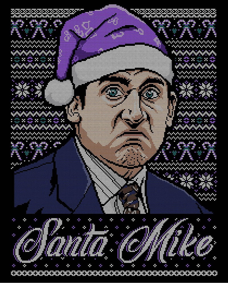 Santa Mike, christmas, christmas sweater, funny, michael scott, the office, HD phone wallpaper