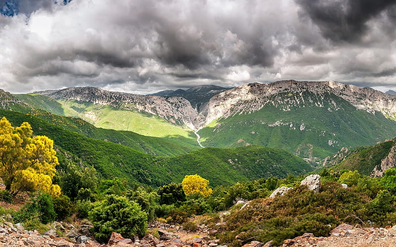 mountain landscape, Alps, mountain valley, Gorropu, Italy, Province of Ogliastra, HD wallpaper