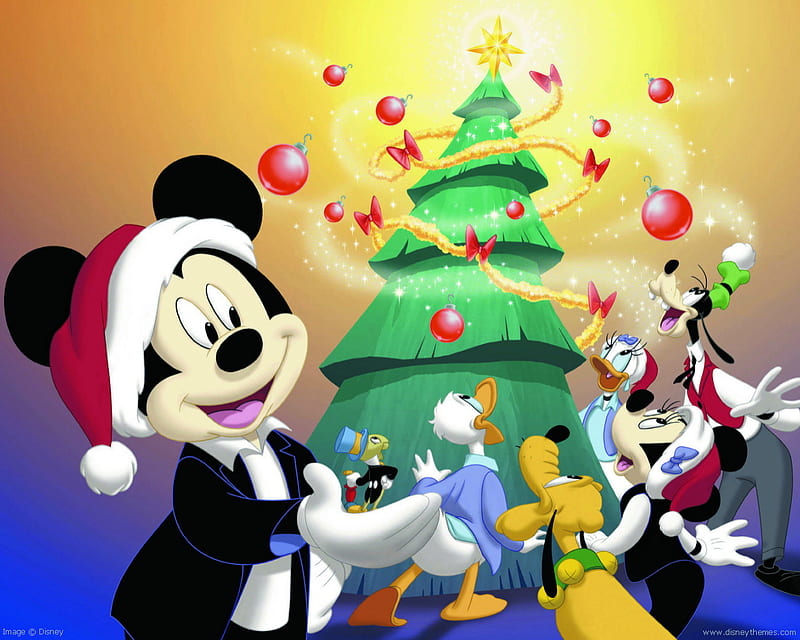 A Disney Christmas, christmas tree, jiminy cricket, miney mouse, goofy, donald  duck, HD wallpaper | Peakpx