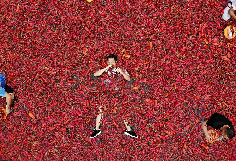 Chili pepper lake, China, Contestant, Chili pepper eating, Ningxiang, Competition, HD wallpaper