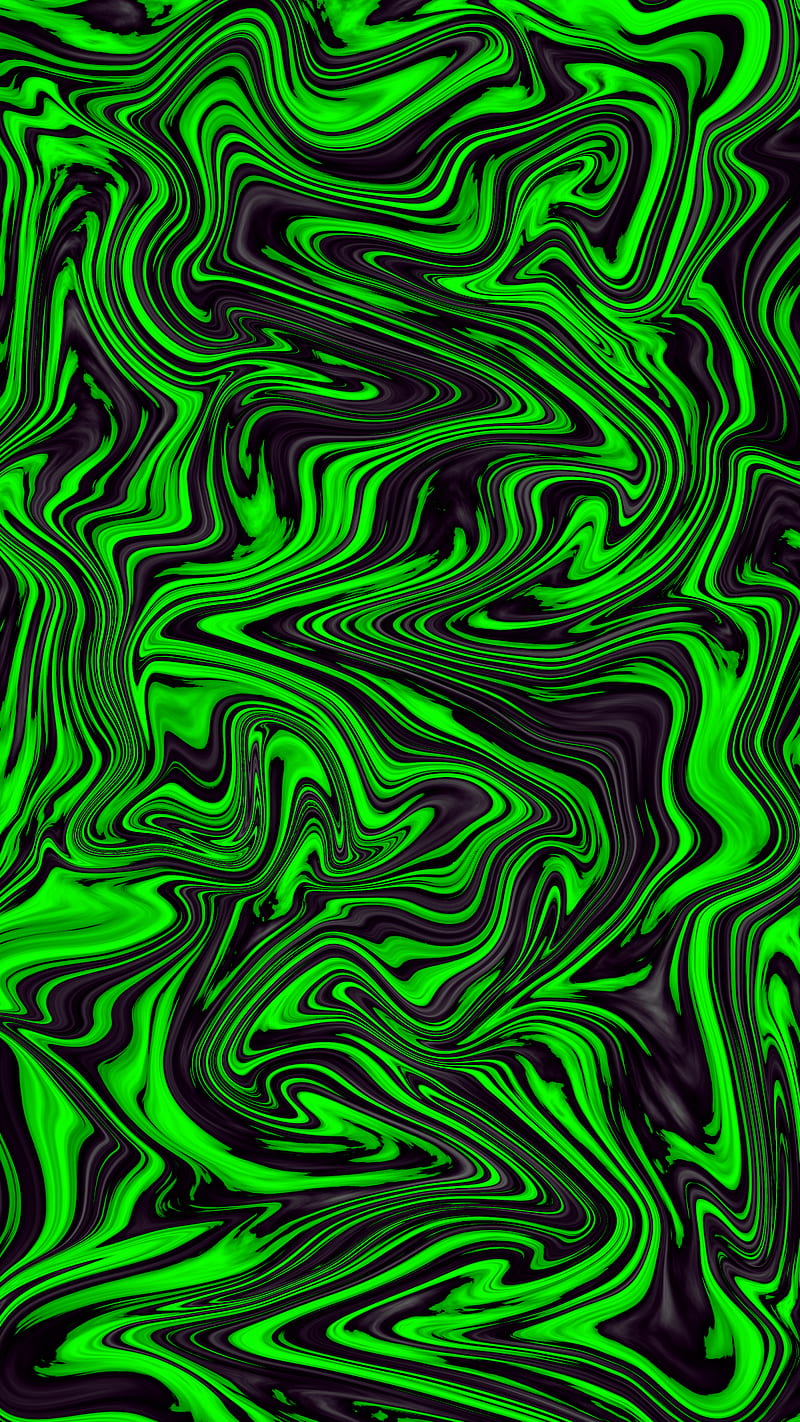 Abstract green liquid, Abstract, black, colorful, colors, flow, green, liquid, mix, HD phone wallpaper