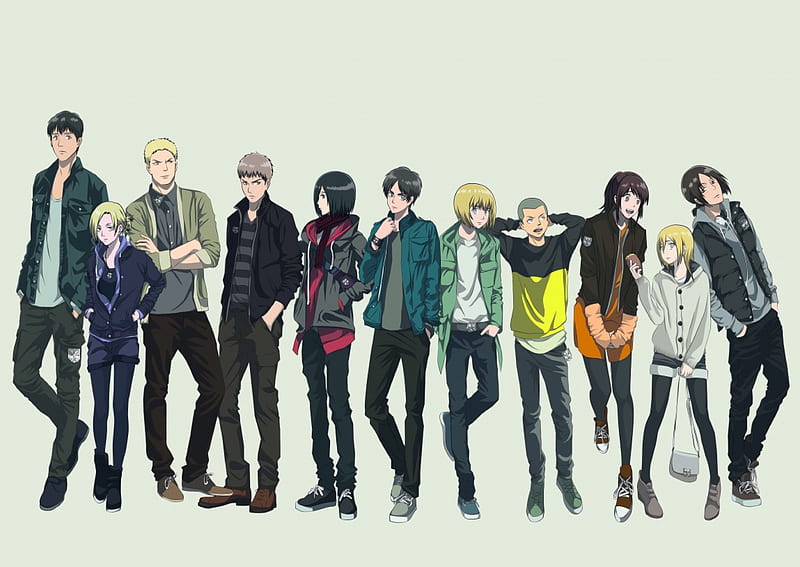 AoT, Anime Guy, Brown, Black, Hair Anime, Mikasa Ackerman, Shingeki no Kyojin, Short Hair, Scarf, Bald, Jacket, Eren Jaeger, Long Hair, Anime Girl, HD wallpaper