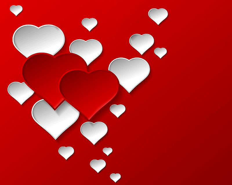 corazones, corazones, love, red, vday, white, HD wallpaper