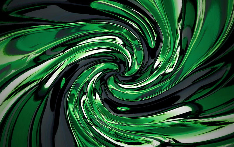 Glass - cool green spin 3D, green, abstract, HD wallpaper