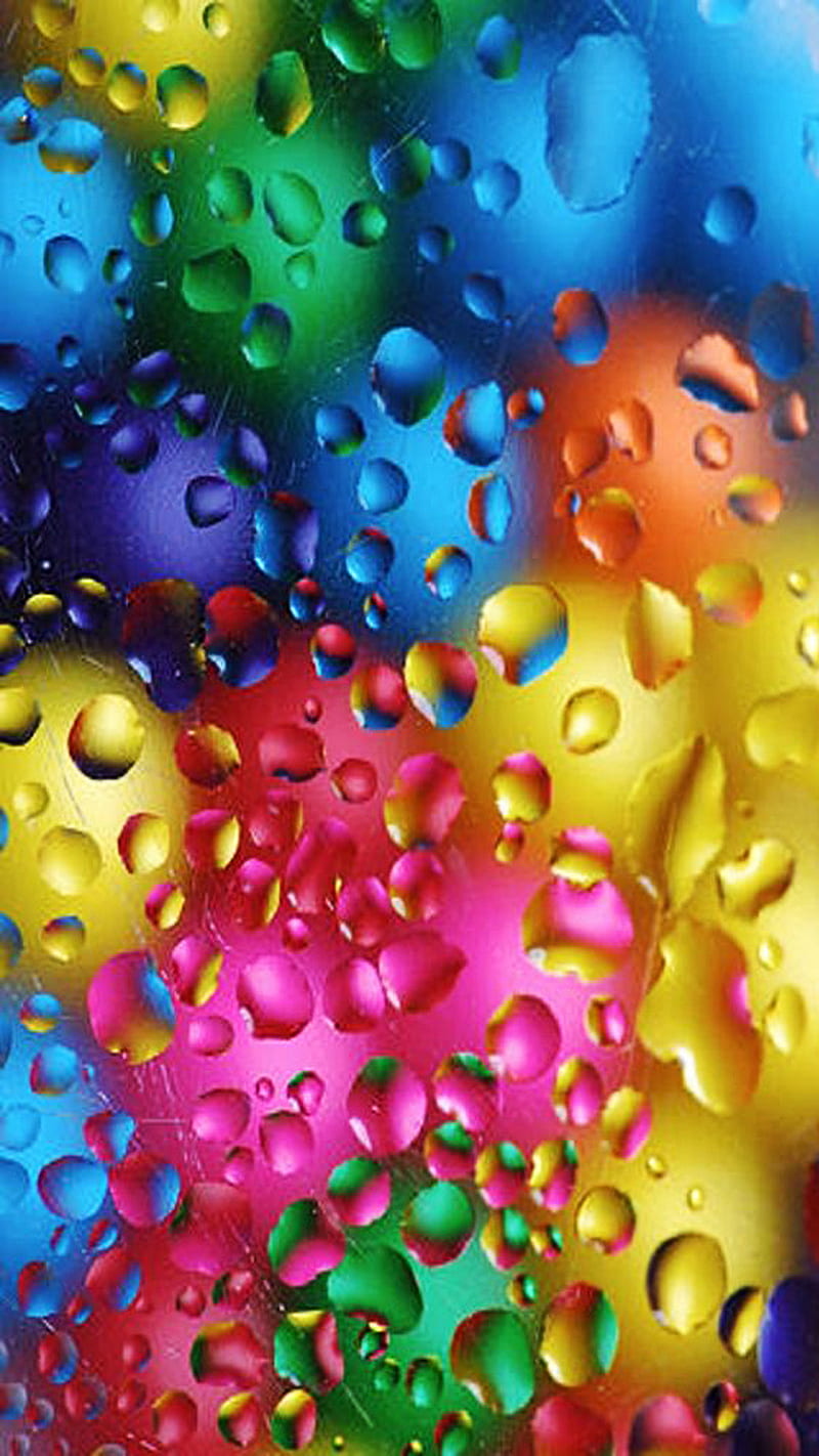 colorful water drops, backround, color, HD phone wallpaper