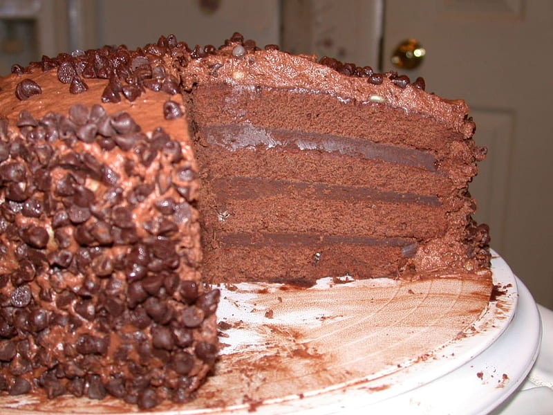Double chocolate cake, cake, choc, food, chocolate, HD wallpaper