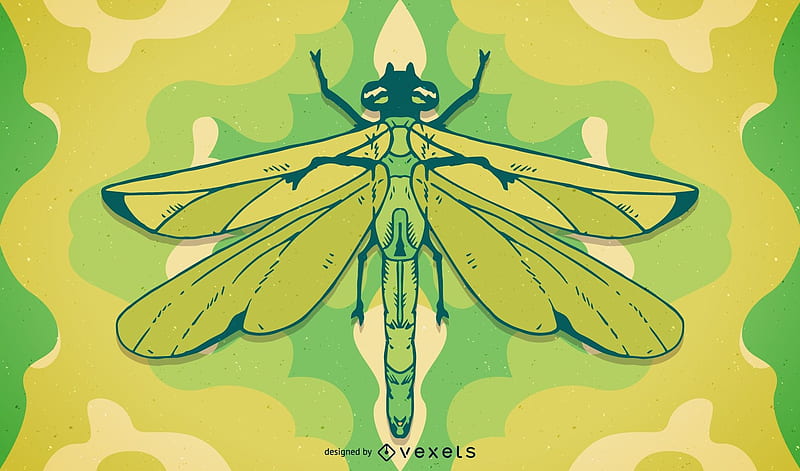 Dragonfly, green, yellow, vexels, vector, vara, insect, libelula, summer, HD wallpaper