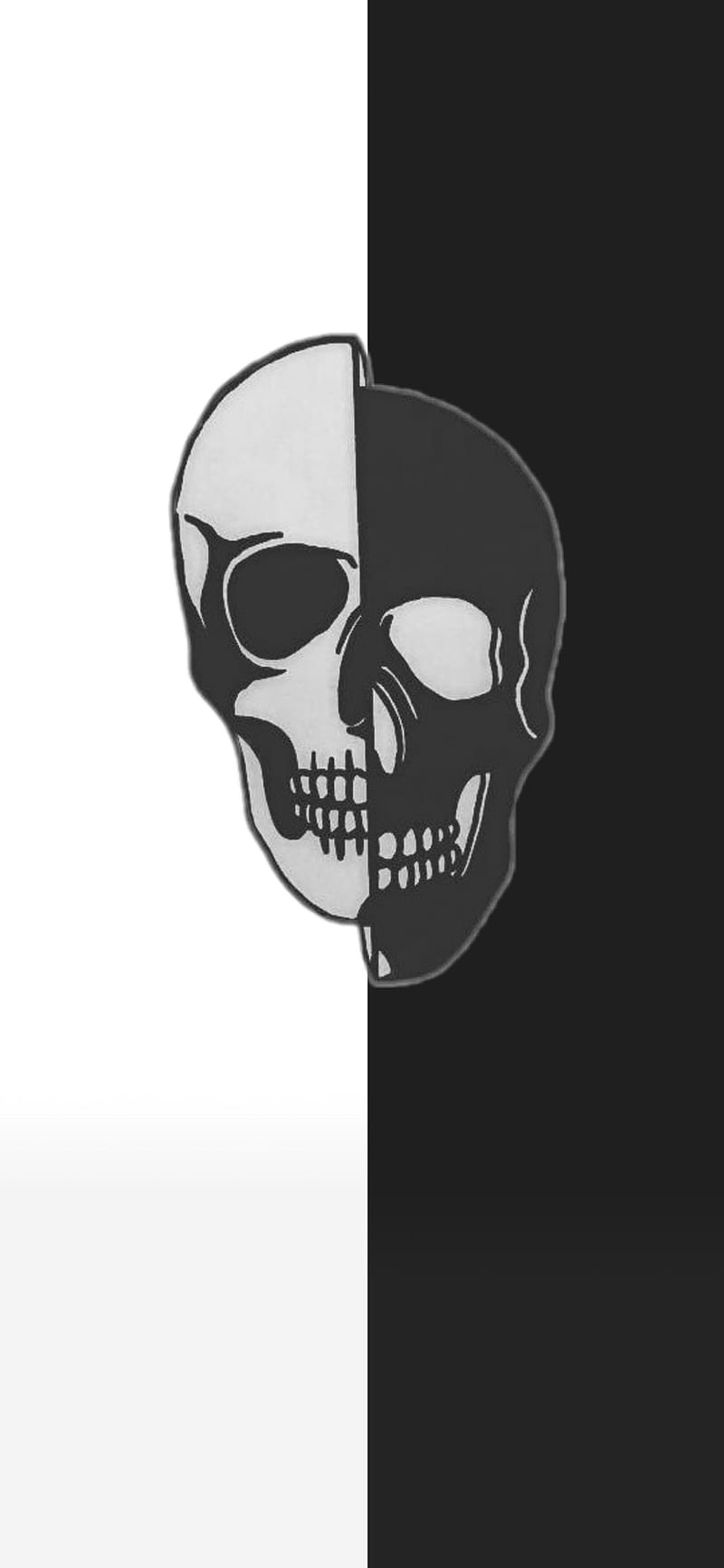 Skull Half half, black, half half, slice skull, white, HD phone wallpaper |  Peakpx