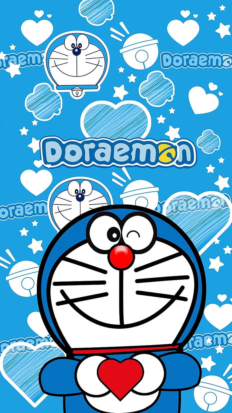 Doraemon New, Blue Background, animated, cartoon, HD phone wallpaper
