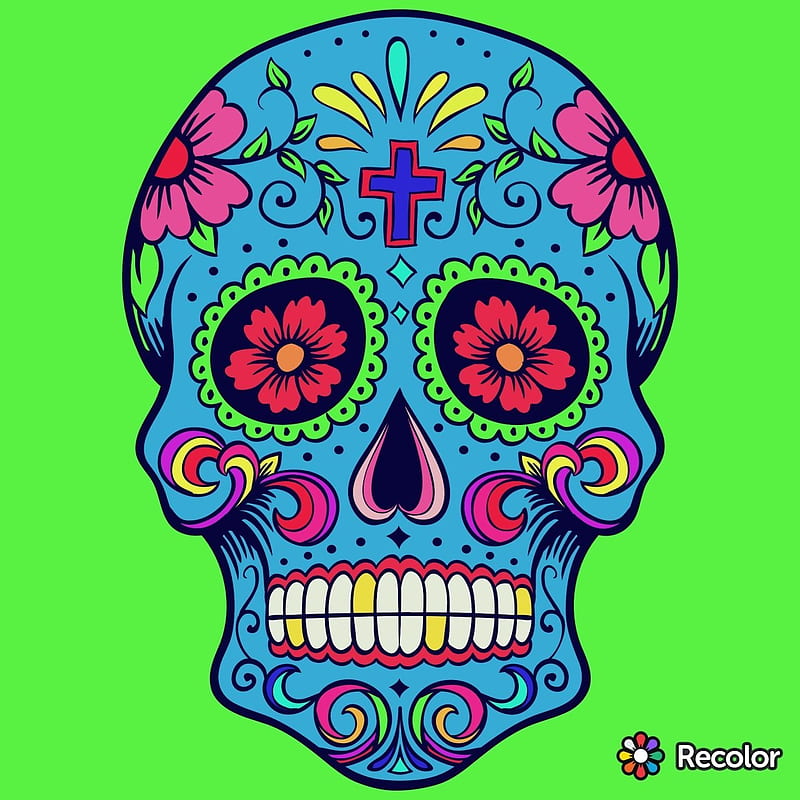 Sugar skull, candy, colorful, cute, pretty, skull, HD phone wallpaper