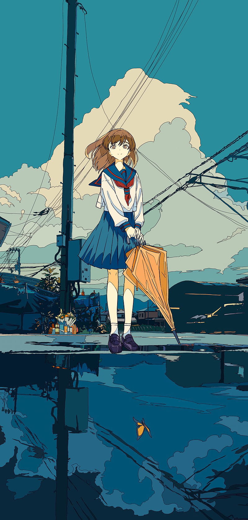 anime, anime girls, original characters, school uniform, digital art, HD phone wallpaper
