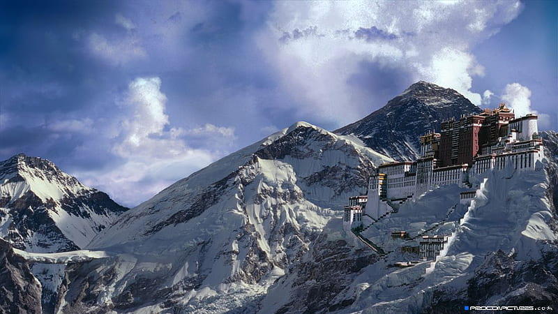 Tibet, mountain, nepal, snow, winter, HD wallpaper