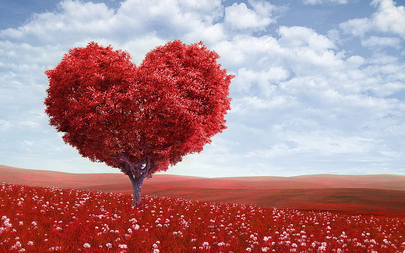 Love Valentines Day Vector Hd Images, Heart Tree On The Day Of