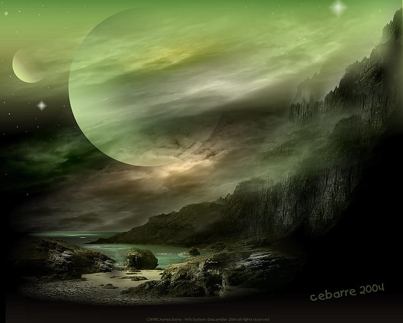 Cliff F, art, cebarre, fantasy, painting, celestial, artwork, HD wallpaper