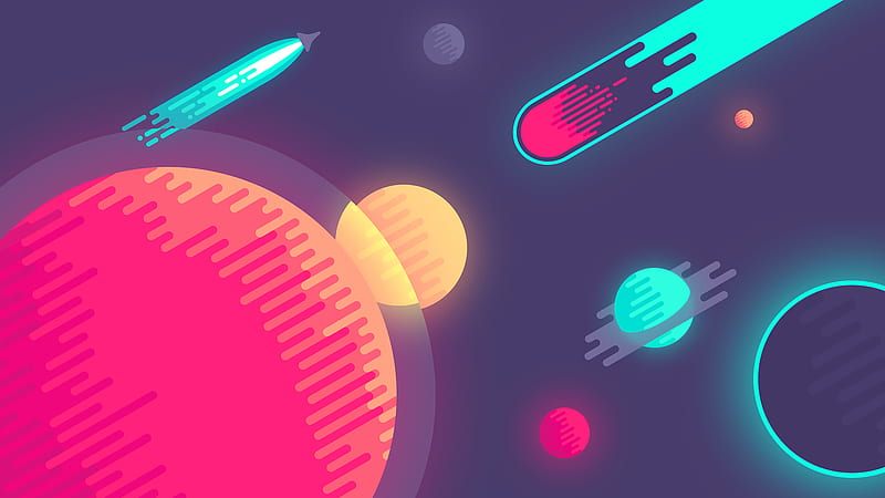 Space Colorful Minimalism, space, minimalism, artist, colorful, HD wallpaper