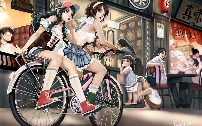 2560x1700 Anime Girl, Bicycle ... maiden, bike anime HD wallpaper | Pxfuel