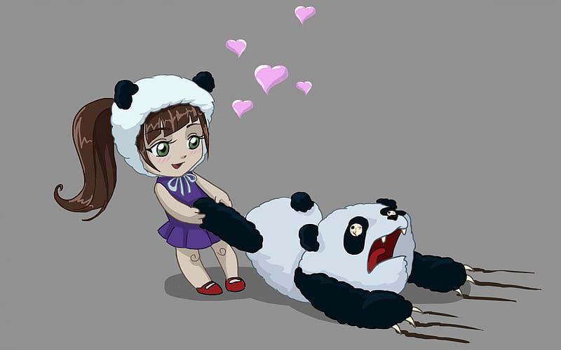 Pobre panda, dibujos animados, art, oso, corazones, panda, linda, niña,  amor, Fondo de pantalla HD | Peakpx