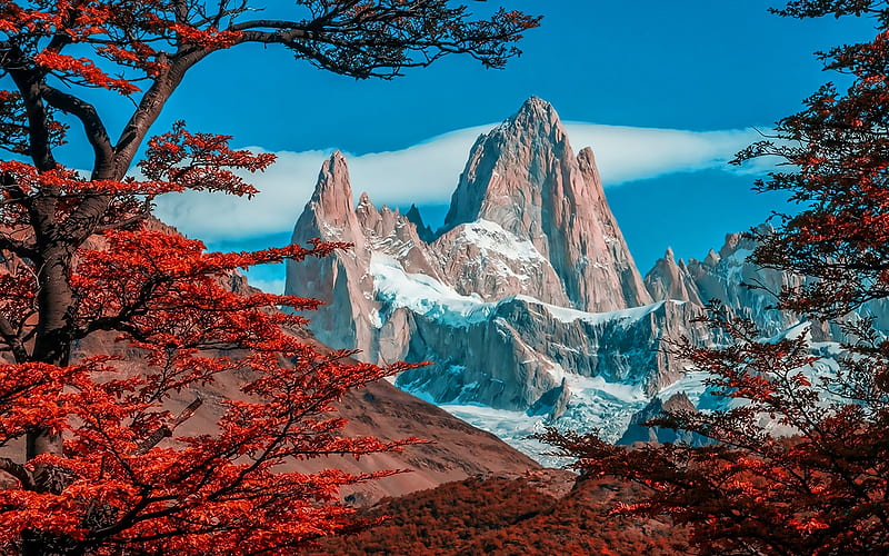 Monte Fitz Roy, R, autunm, mountains, Patagonia, Argentina, South America, beautiful nature, HD wallpaper