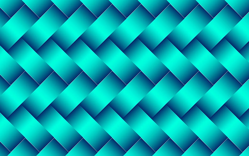 turquoise wicker texture, wicker abstraction, turquoise wicker background, geometric texture, wicker texture, HD wallpaper