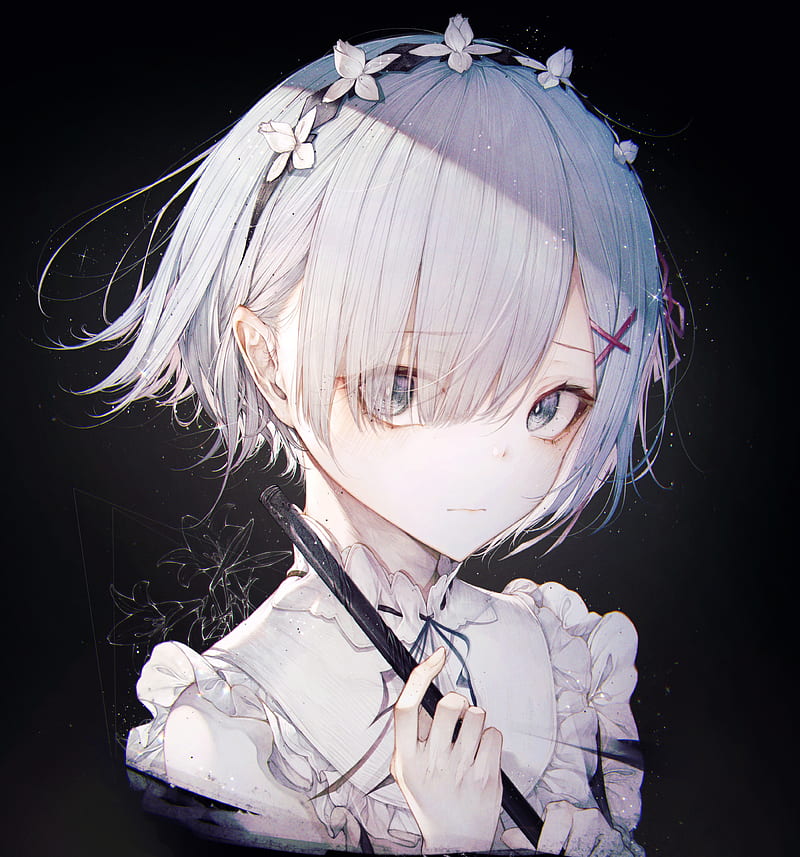 rem, maid outfit, white hair, re: zero kara hajimeru isekai seikatsu, Anime, HD phone wallpaper