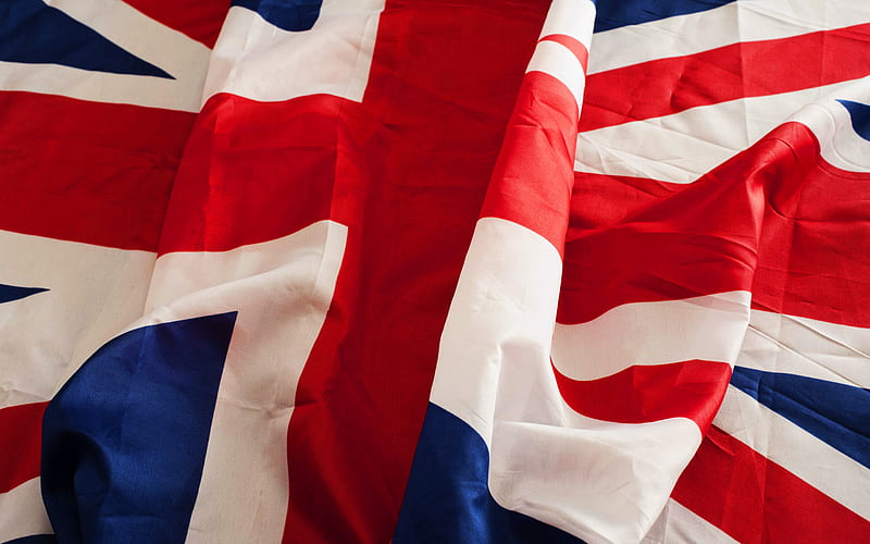 Fabric Union Jack, crumpled flag, United Kingdom flag, macro, Europe, national symbols, Flag of United Kingdom, Union Jack, United Kingdom fabric flag, UK flag, Union Jack flag, United Kingdom, HD wallpaper