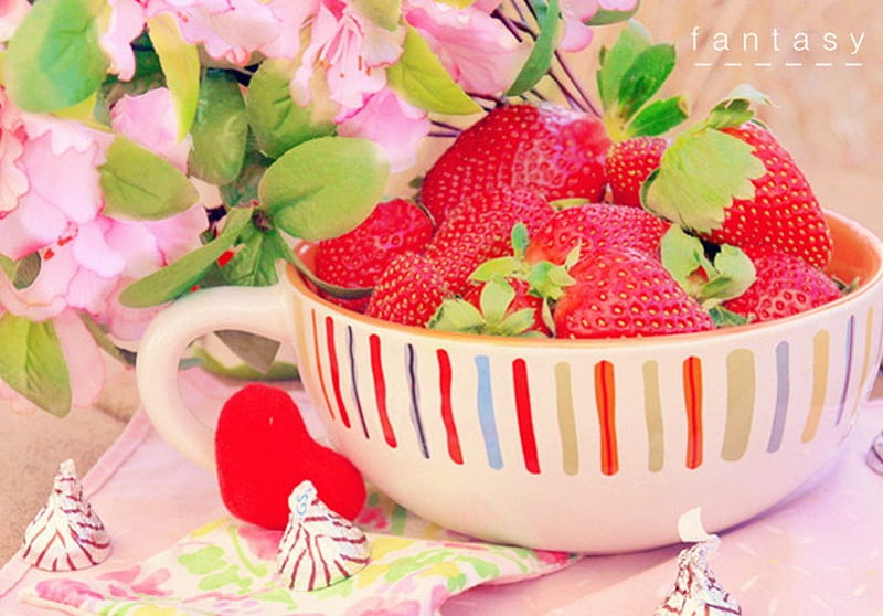 Last Fantasy, strawberries, fruit, yummy, bowl, HD wallpaper
