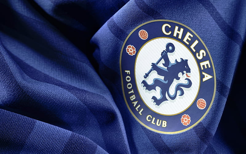 Chelsea FC emblem, English football club, Premier League, England, logo, blue fabric, HD wallpaper