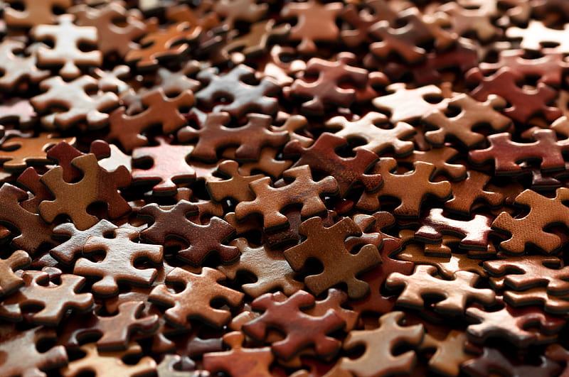 puzzles, fragment, brown, macro, HD wallpaper