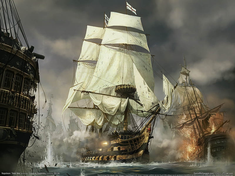 Napoleon: Total War, fighting, guerra, napoleon-total war, ocean, game, adventure, sea, ship, attack, HD wallpaper