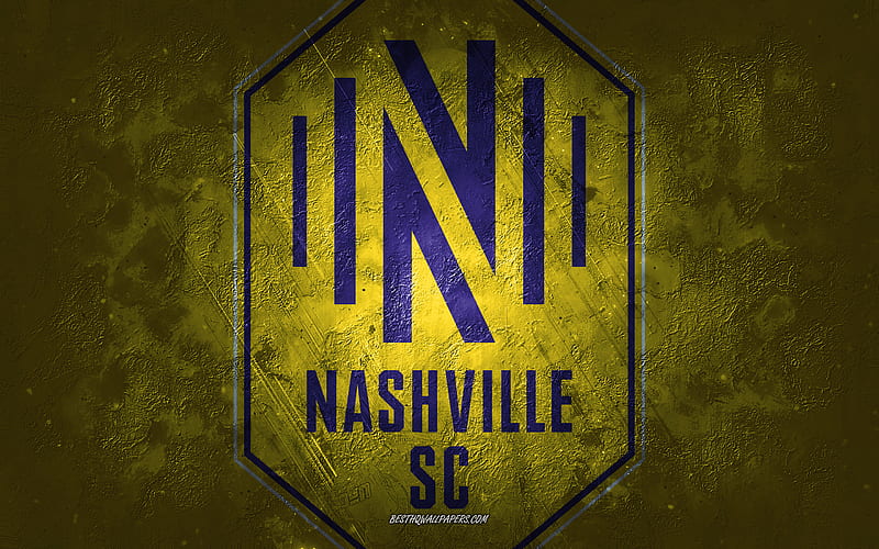 Nashville SC, American soccer team, yellow stone background, Nashville SC logo, grunge art, MLS, soccer, USA, Nashville SC emblem, HD wallpaper