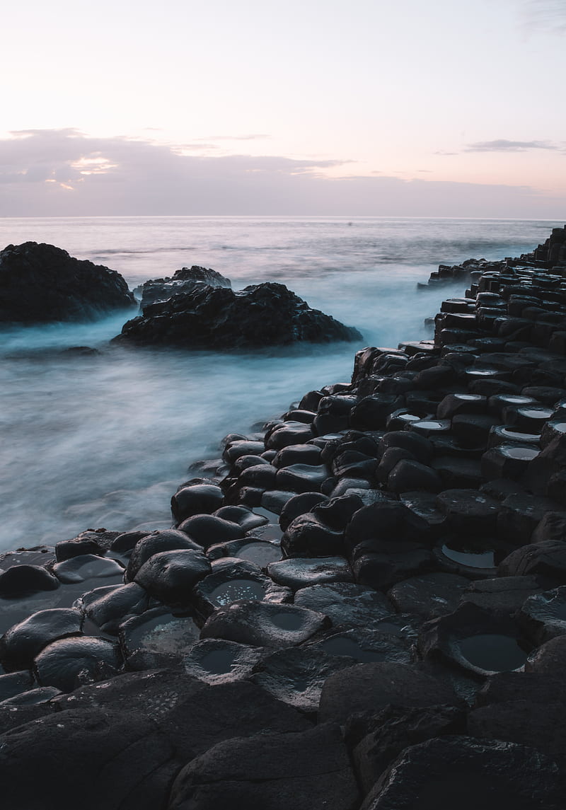 sea, rocks, stones, water, shore, HD phone wallpaper