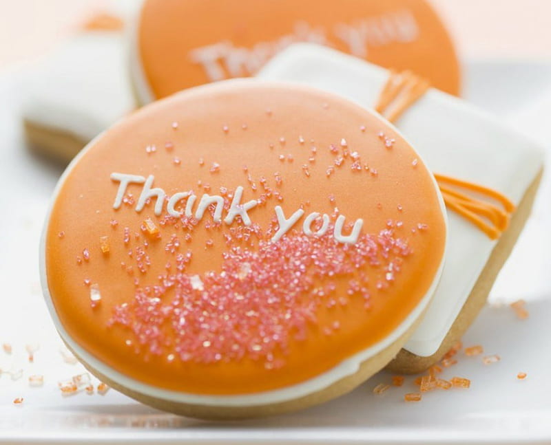 Thank You, words, cookies, frosting, food, HD wallpaper