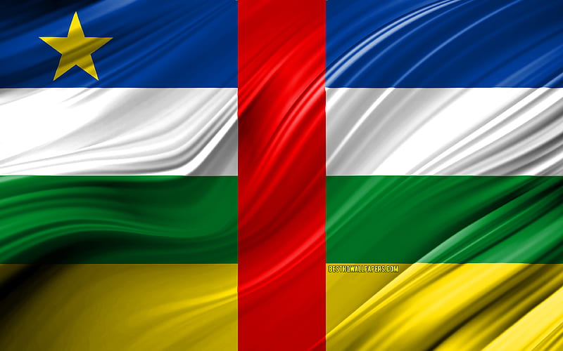 Central African Republic flag, African countries, 3D waves, Flag of CAR, national symbols, CAR 3D flag, art, Africa, Central African Republic, HD wallpaper