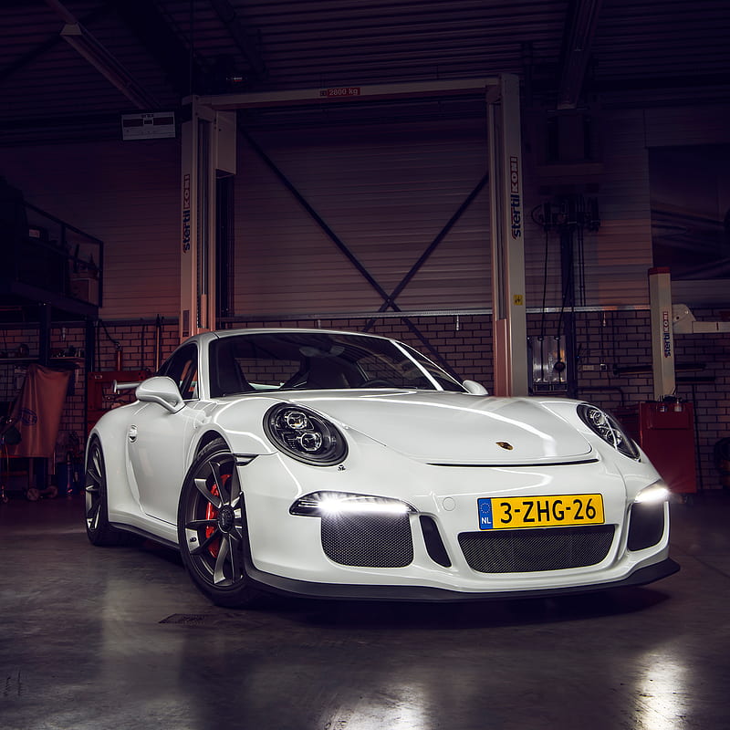 Porsche 911 white, carros, cool, corvette, fast, forest, jaguar, logo, motor, super, type, HD phone wallpaper