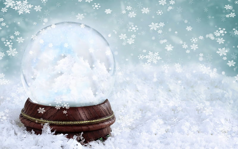 Snow Globe, snowing, snow, nature, winter, HD wallpaper