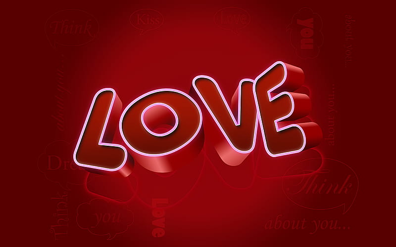 3d word love, red background, 3d love background, 3d letters, love concepts, love background, HD wallpaper