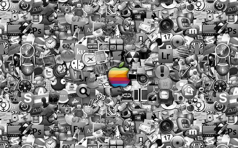 Apple technic world, apple, world, technic, mac, desenho, bonito, fruit, computer, color, top, HD wallpaper