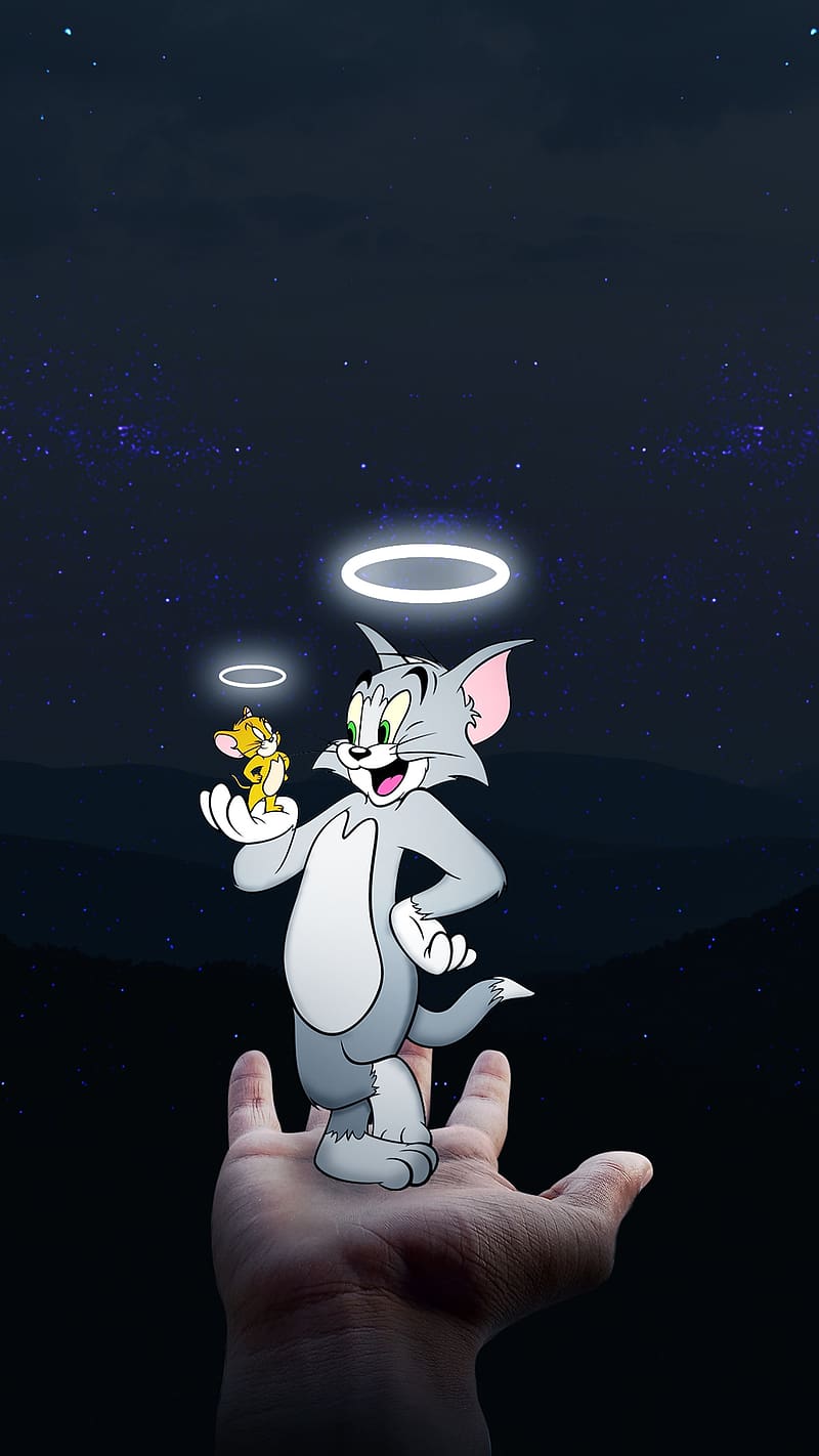 Tom And Jerry .angel.tom.jerry, tom and jerry , tom, jerry, anime, cartoon, HD phone wallpaper