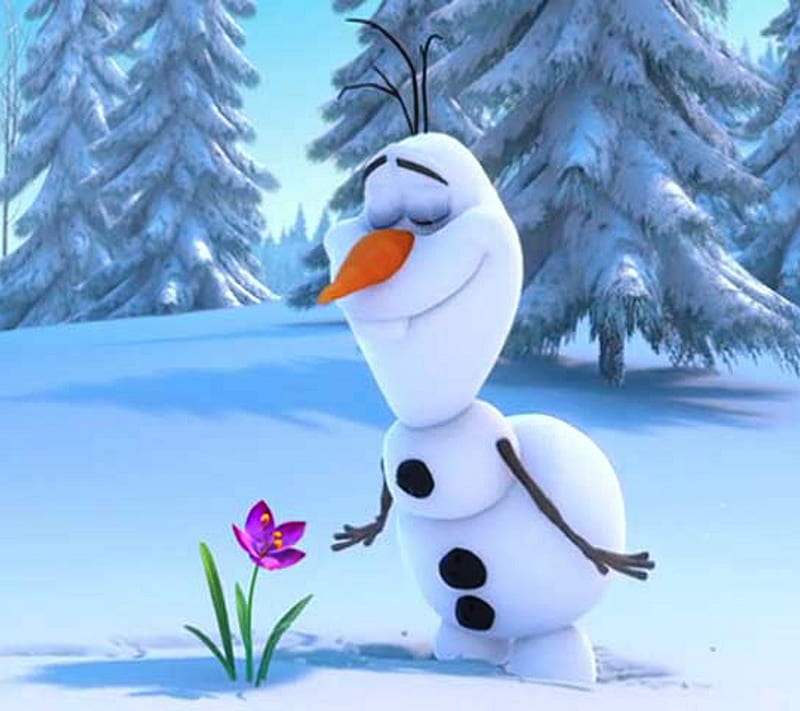 olaf flower, christmas, disney, frozen, ice, snow, snowman, winter, HD wallpaper