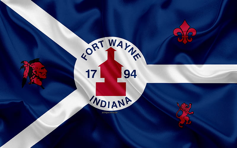 Flag of Fort Wayne silk texture, American city, blue silk flag, Fort Wayne flag, Indiana, USA, art, United States of America, Fort Wayne, HD wallpaper